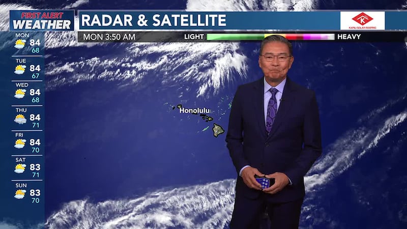 First Alert Forecast: Light winds with spotty showers expected through Wednesday